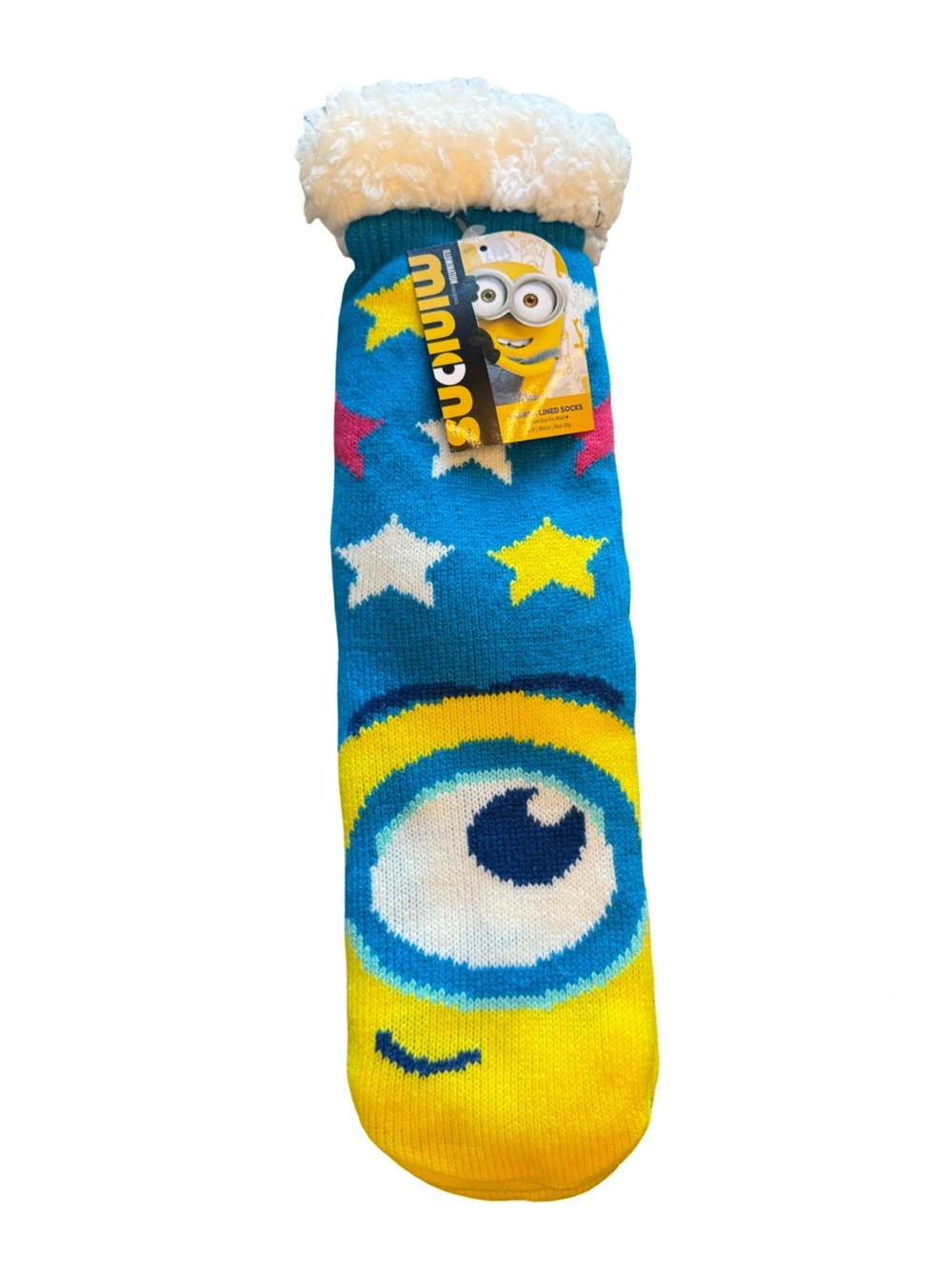 Minions Sherpa Lined Slipper Socks NWT One Size Non Slip Universal